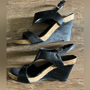 A2 Aerosoles black wedge sandals size 9